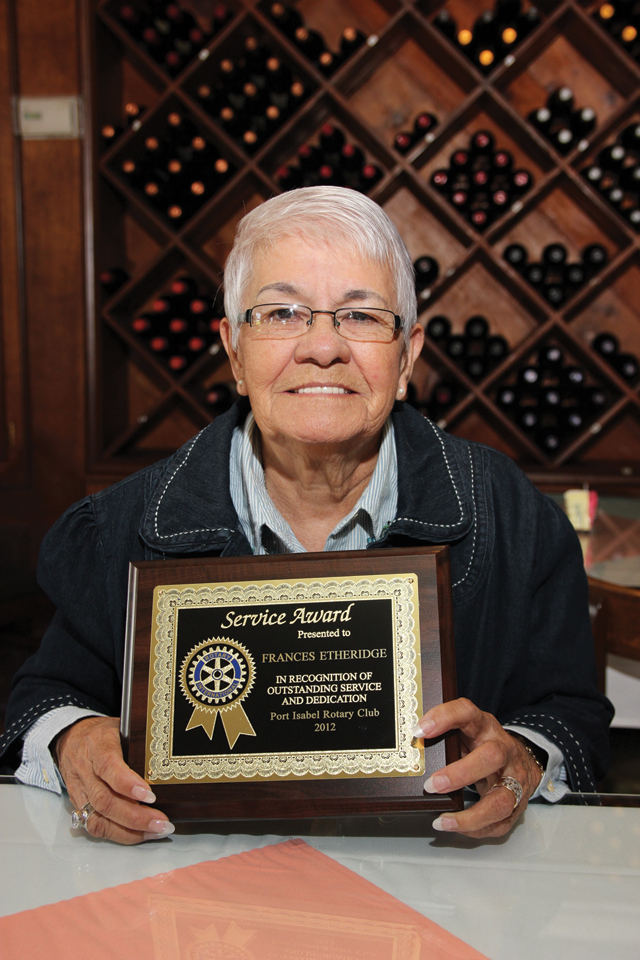 The Port Isabel Rotary Club recently recognized educator Frances Etheridge, above, for “outstanding service and dedication.” (Staff photo by Ray Quiroga)